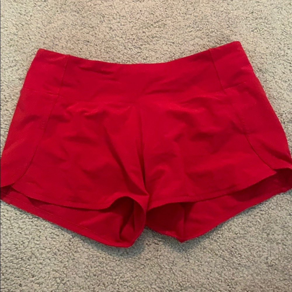 Red Lululemon running shorts inseam 4”